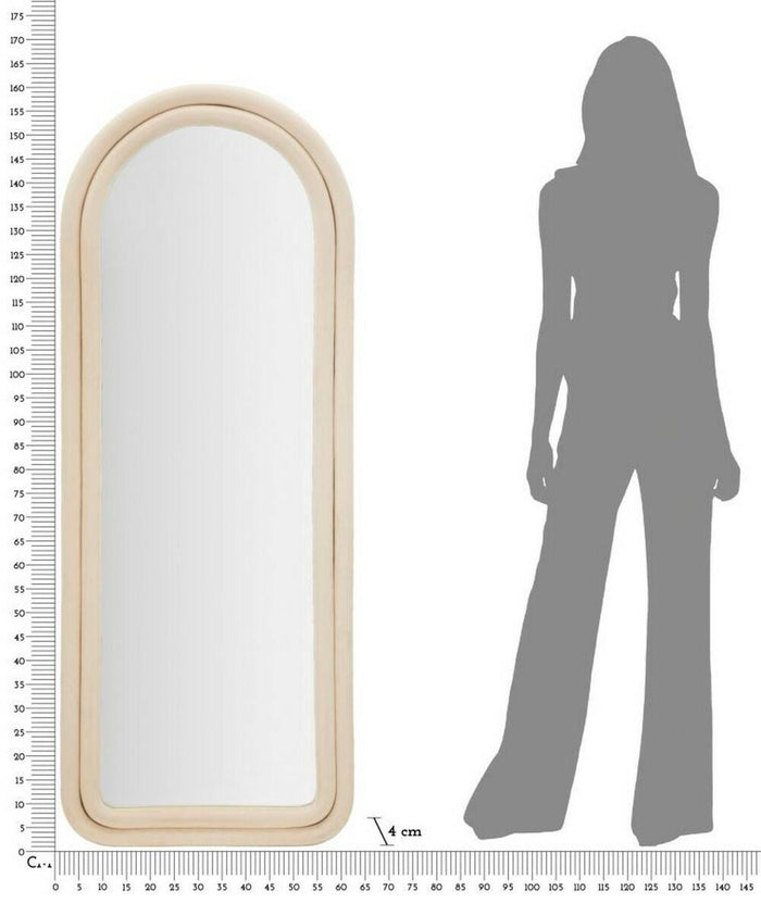 Specchio Segal, Specchiera, Articolo d'arredo a muro, Decorazione con specchio, 60x4 h160 cm, Crema