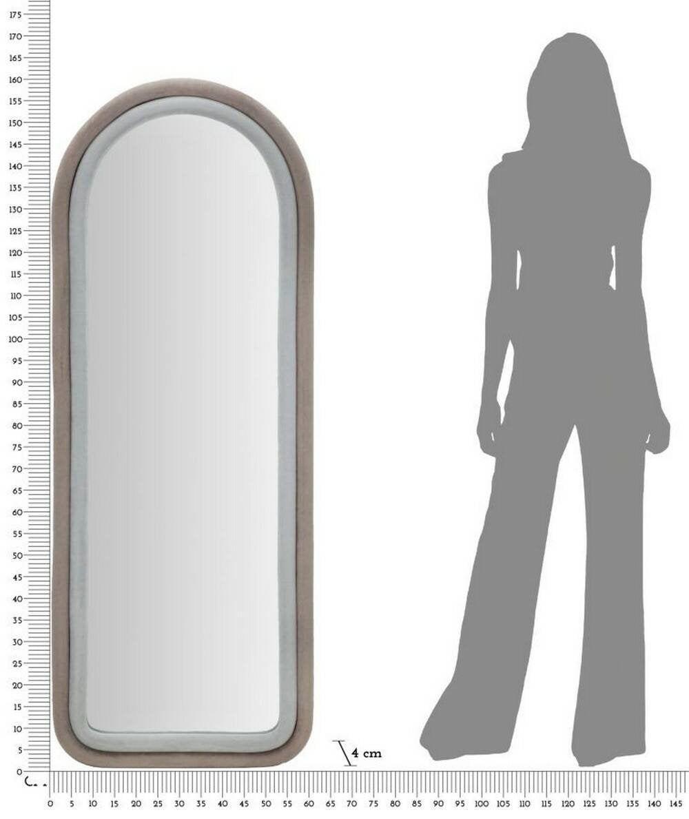 Specchio Segal, Specchiera, Articolo d'arredo a muro, Decorazione con specchio, 60x4 h160 cm, Tortora e Grigio