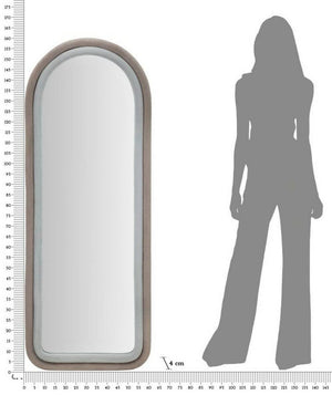 Specchio Segal, Specchiera, Articolo d'arredo a muro, Decorazione con specchio, 60x4 h160 cm, Tortora e Grigio