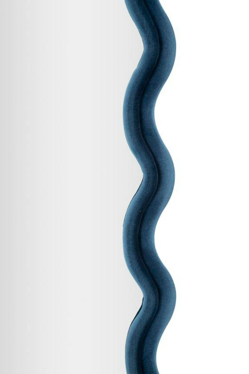 Specchio Allen, Specchiera, Articolo d'arredo a muro, Decorazione con specchio, 60x6 h160 cm, Blu