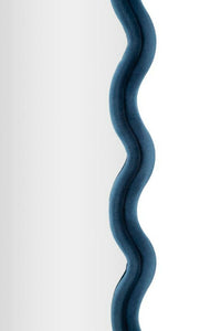 Specchio Allen, Specchiera, Articolo d'arredo a muro, Decorazione con specchio, 60x6 h160 cm, Blu