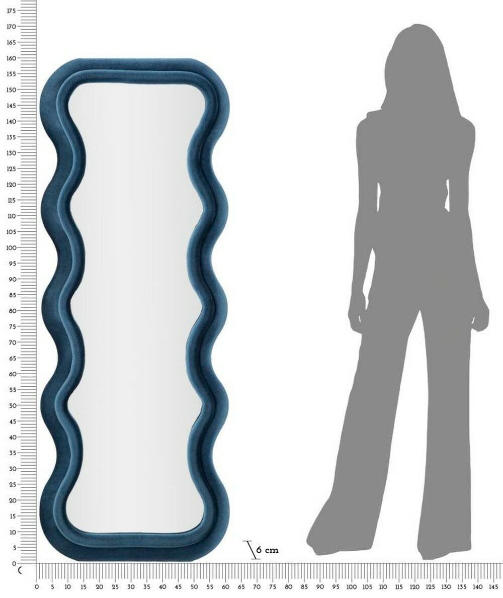 Specchio Allen, Specchiera, Articolo d'arredo a muro, Decorazione con specchio, 60x6 h160 cm, Blu