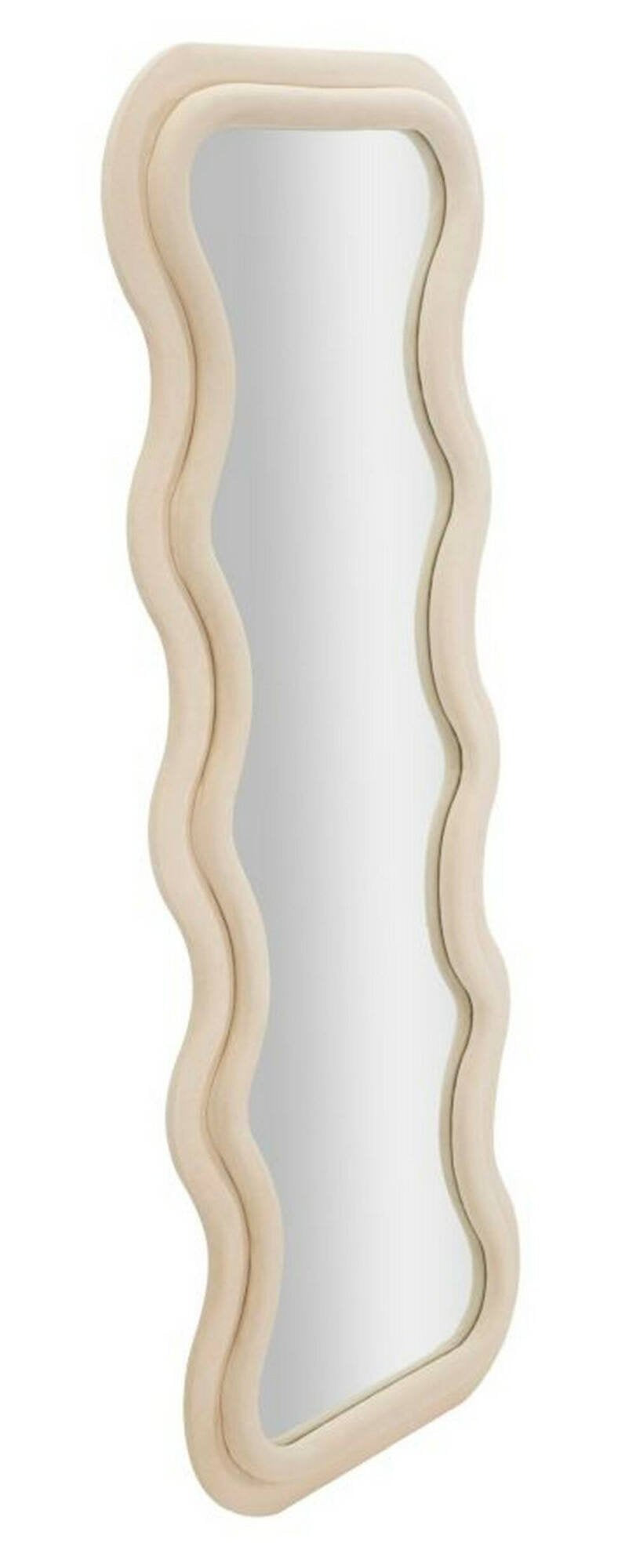 Specchio Allen, Specchiera, Articolo d'arredo a muro, Decorazione con specchio, 60x6 h160 cm, Crema