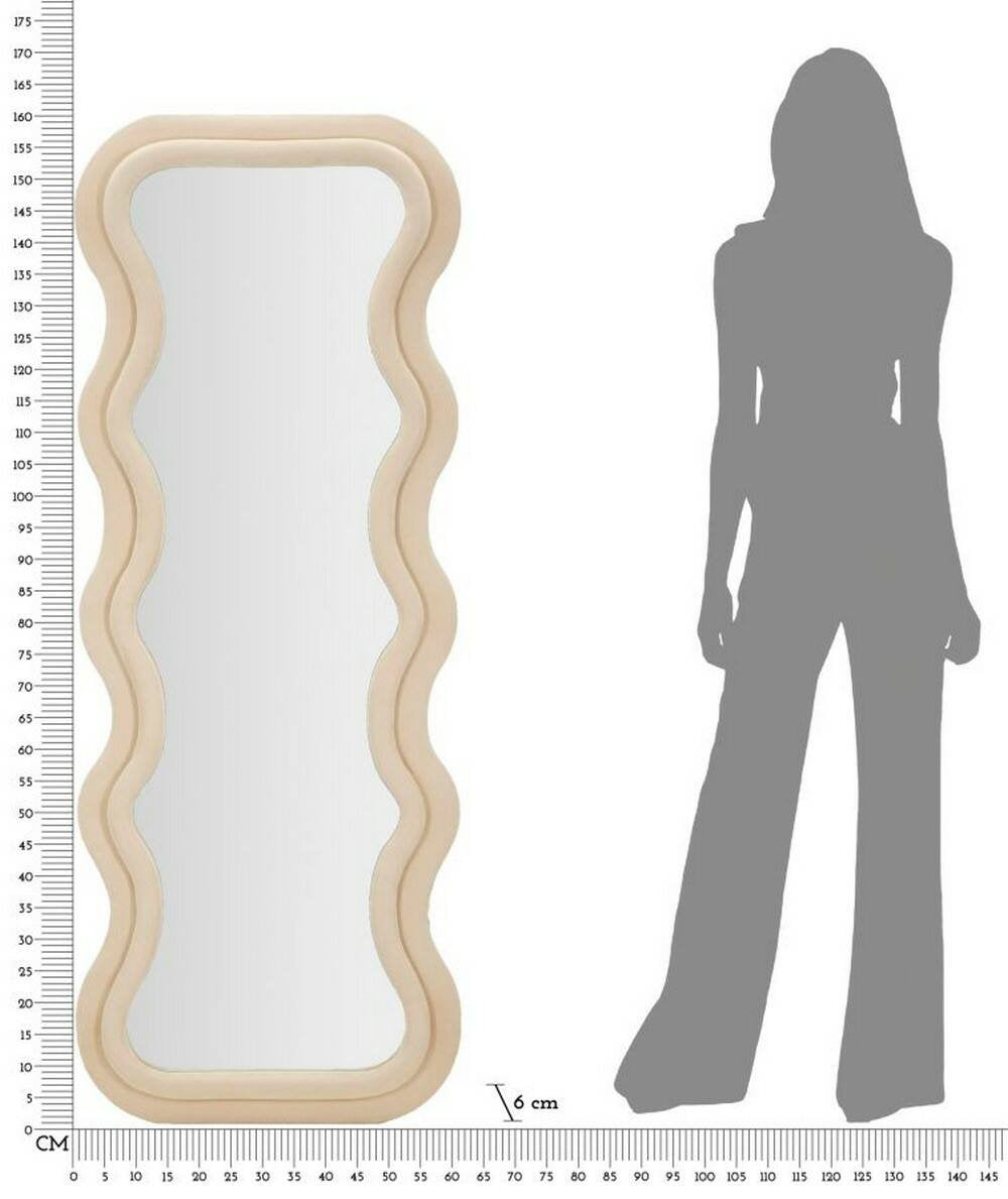 Specchio Allen, Specchiera, Articolo d'arredo a muro, Decorazione con specchio, 60x6 h160 cm, Crema
