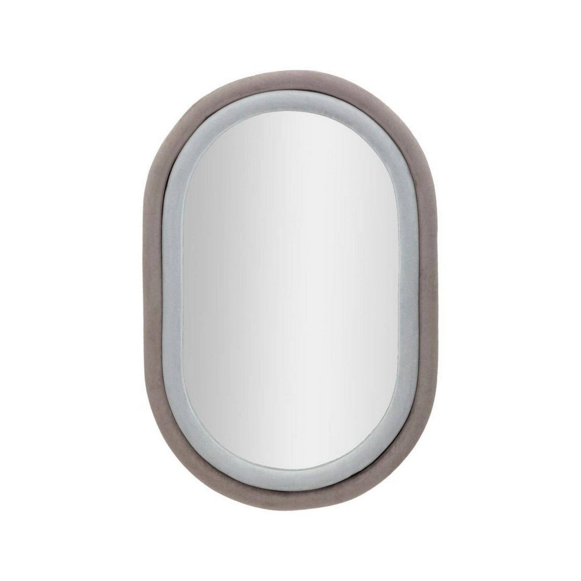 Specchio Marinetti, Specchiera, Articolo d'arredo a muro, Decorazione con specchio, 60x4 h90 cm, Tortora e Grigio