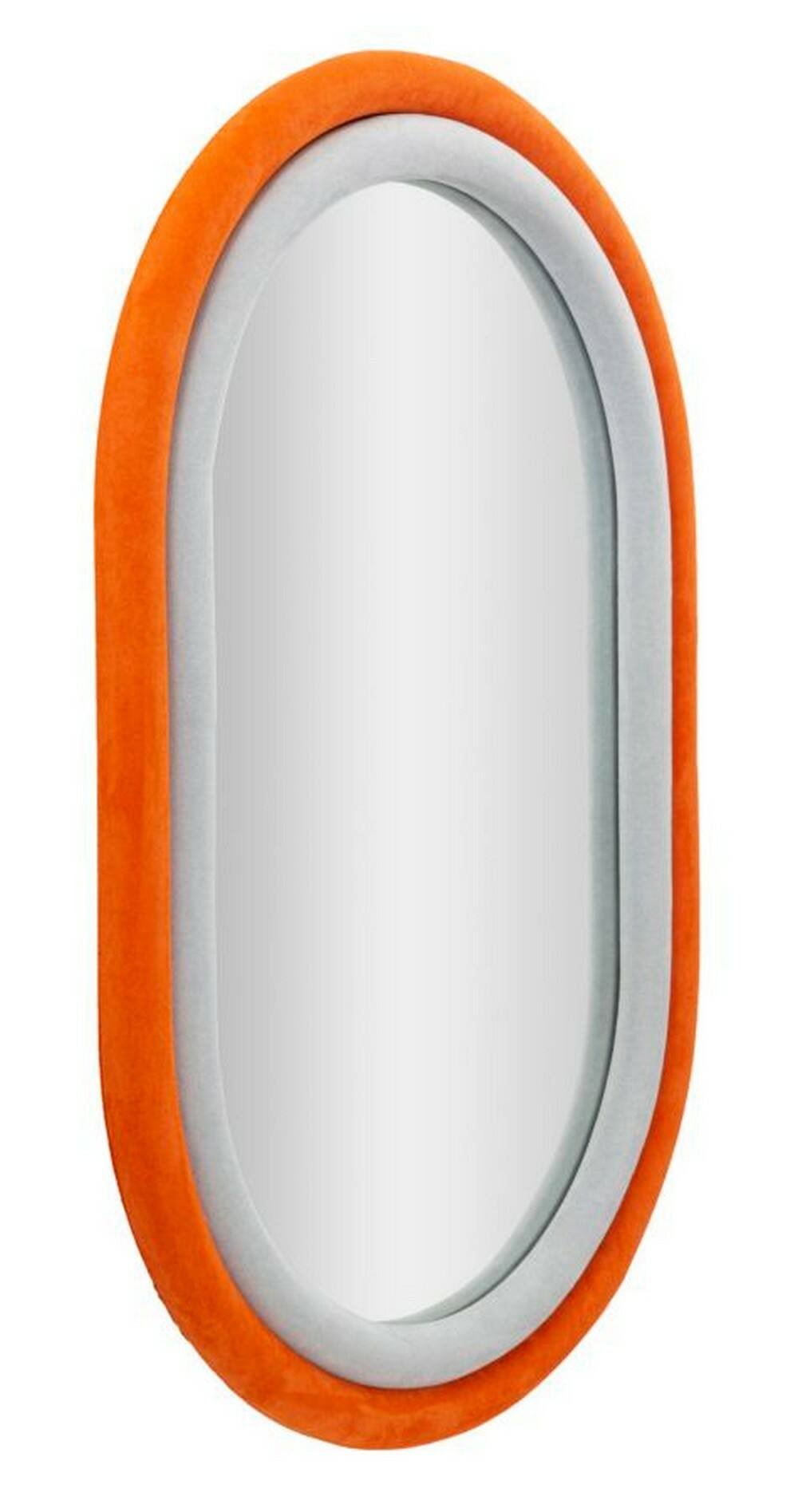Specchio Marinetti, Specchiera, Articolo d'arredo a muro, Decorazione con specchio, 60x4 h90 cm, Arancione e Grigio