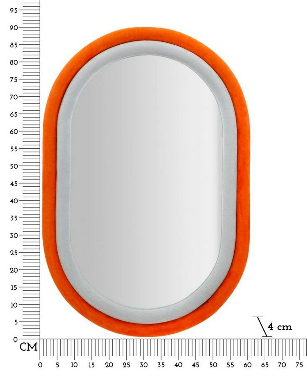 Specchio Marinetti, Specchiera, Articolo d'arredo a muro, Decorazione con specchio, 60x4 h90 cm, Arancione e Grigio