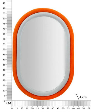 Specchio Marinetti, Specchiera, Articolo d'arredo a muro, Decorazione con specchio, 60x4 h90 cm, Arancione e Grigio