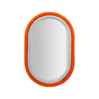 Specchio Marinetti, Specchiera, Articolo d'arredo a muro, Decorazione con specchio, 60x4 h90 cm, Arancione e Grigio