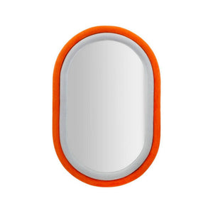 Specchio Marinetti, Specchiera, Articolo d'arredo a muro, Decorazione con specchio, 60x4 h90 cm, Arancione e Grigio
