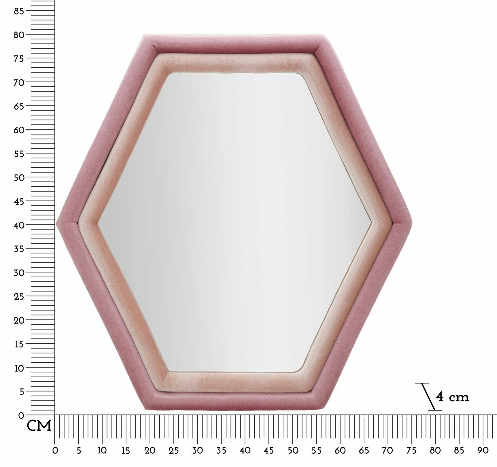 Specchio Balla, Specchiera, Articolo d'arredo a muro, Decorazione con specchio, 75x4 h80 cm, Rosa
