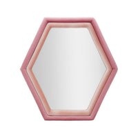 Specchio Balla, Specchiera, Articolo d'arredo a muro, Decorazione con specchio, 75x4 h80 cm, Rosa