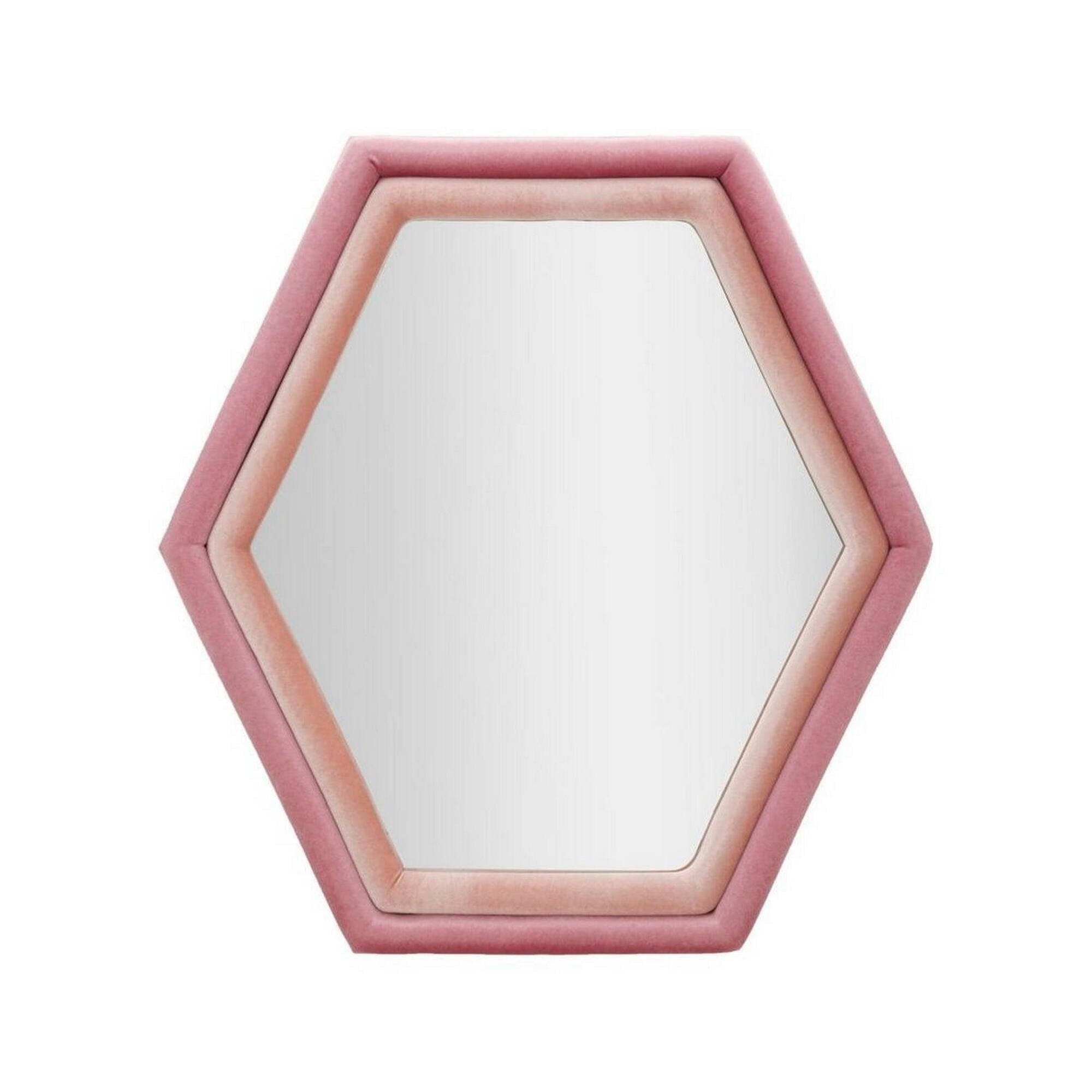 Specchio Balla, Specchiera, Articolo d'arredo a muro, Decorazione con specchio, 75x4 h80 cm, Rosa