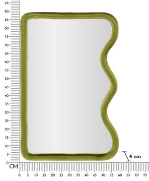 Specchio Russolo, Specchiera, Articolo d'arredo a muro, Decorazione con specchio, 60x4 h90 cm, Verde