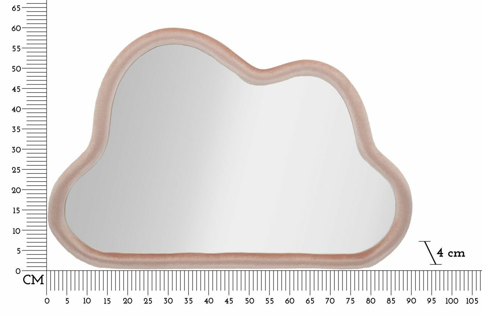 Specchio Depero, Specchiera, Articolo d'arredo a muro, Decorazione con specchio, 90x4 h60 cm, Rosa