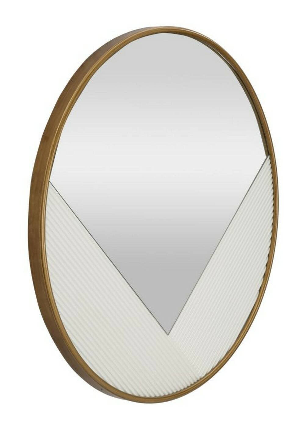 Specchio Santelia, Specchiera, Articolo d'arredo a muro, Decorazione con specchio, 80x4 h80 cm, Bianco e Oro