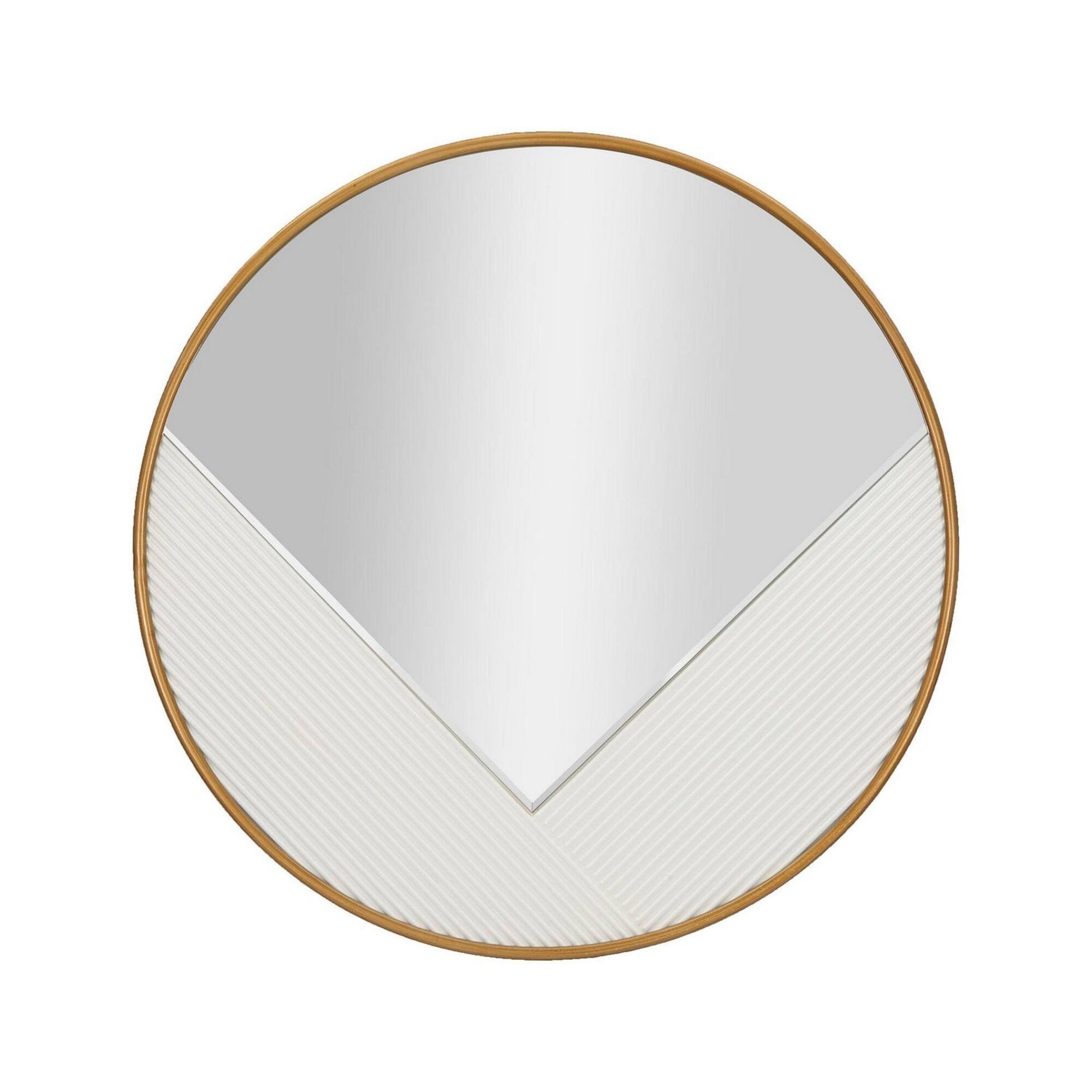 Specchio Santelia, Specchiera, Articolo d'arredo a muro, Decorazione con specchio, 80x4 h80 cm, Bianco e Oro