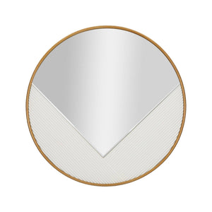 Specchio Santelia, Specchiera, Articolo d'arredo a muro, Decorazione con specchio, 80x4 h80 cm, Bianco e Oro