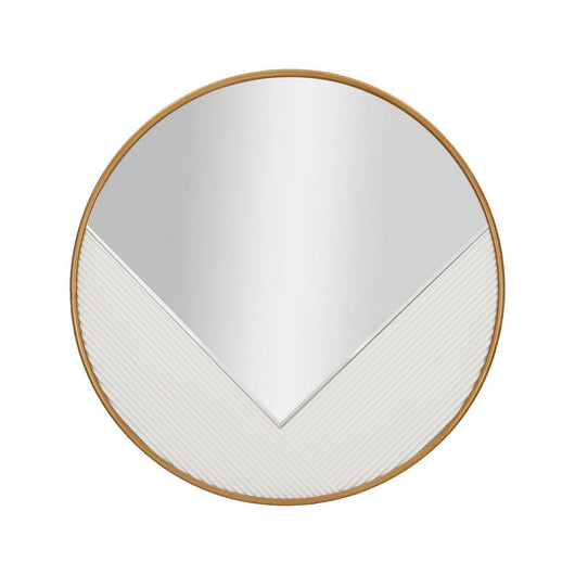 Specchio Santelia, Specchiera, Articolo d'arredo a muro, Decorazione con specchio, 80x4 h80 cm, Bianco e Oro