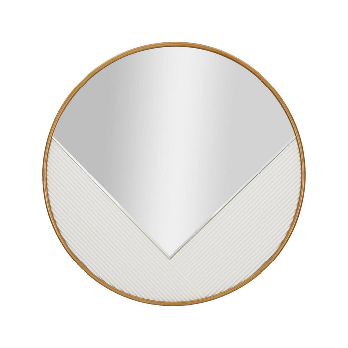 Specchio Santelia, Specchiera, Articolo d'arredo a muro, Decorazione con specchio, 80x4 h80 cm, Bianco e Oro