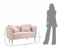 Divano fisso 2 posti Cappa, Sofà dritto, Divanetto per salotto, Poltrona matrimoniale con contenitore, 127x74 h71 cm, Rosa