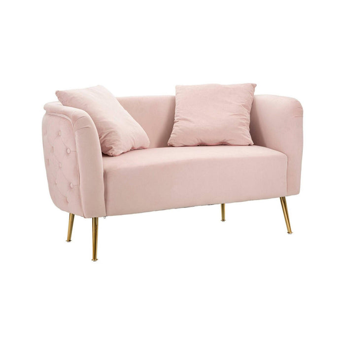 Divano fisso 2 posti Cappa, Sofà dritto, Divanetto per salotto, Poltrona matrimoniale con contenitore, 127x74 h71 cm, Rosa