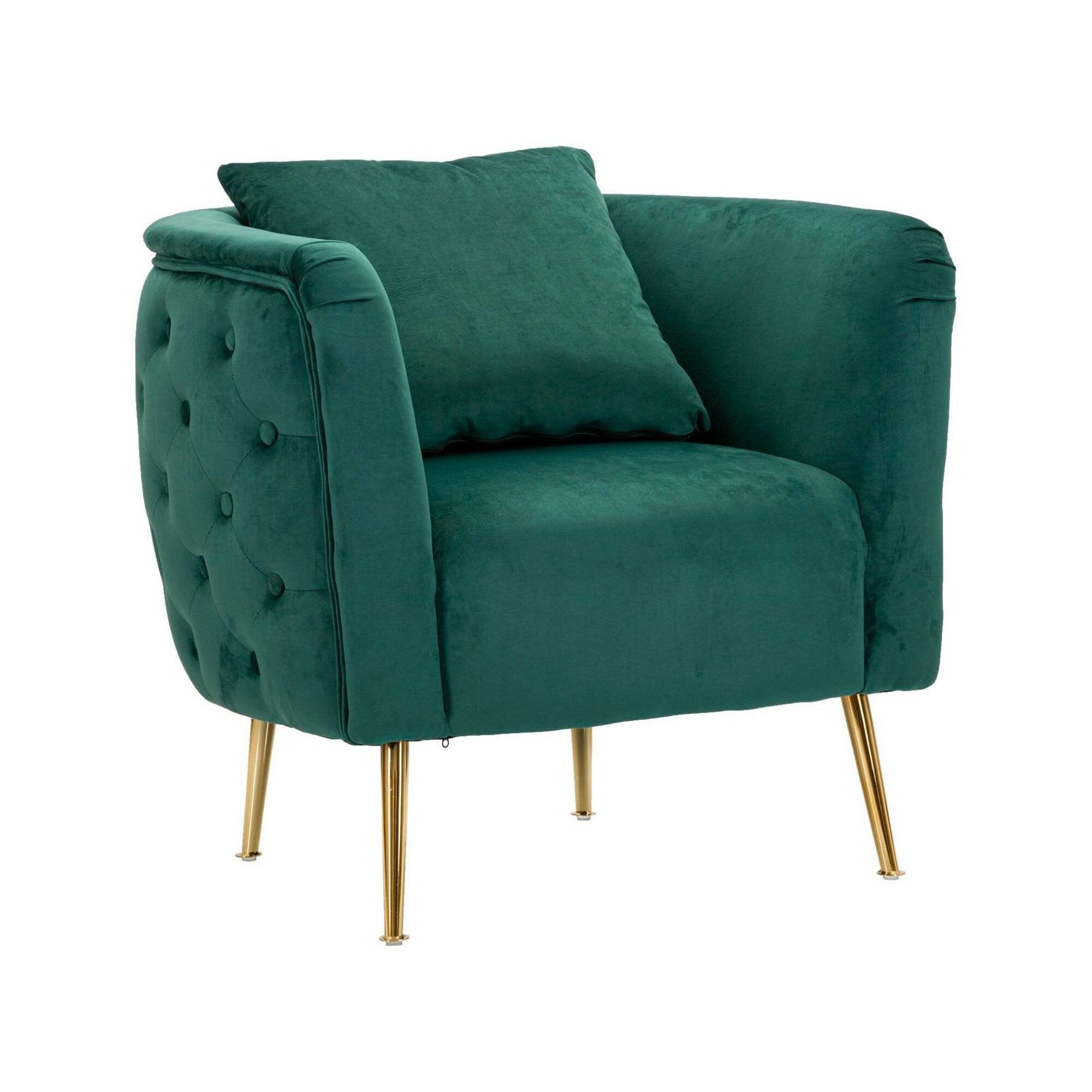 Poltrona Prampolini, Seduta imbottita, Divano singolo da salotto, Sedia con braccioli, 76x74 h71 cm, Verde