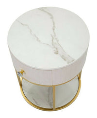 Comodino Gerhard, Comò basso, Tavolino da notte, Mensola da letto, 42x42 h48 cm, Crema e Bianco