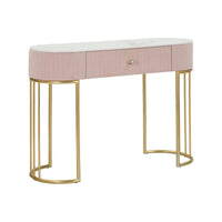 Consolle Abstraktes , Tavolo multiuso, Mobiletto d'appoggio, Scrivania da corridoio, 100x40 h75 cm, Rosa e Bianco