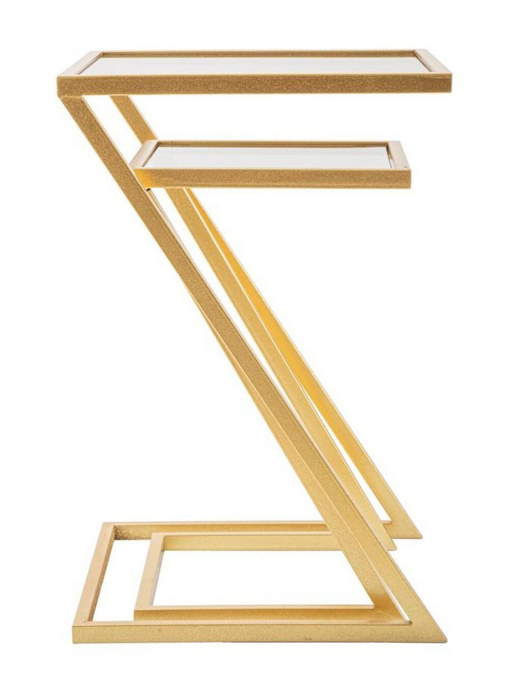 Tavolino da salotto Ono, Tavolo basso da caffè, Portariviste per divano, Ripiano da soggiorno, 40x40 h60 cm, Oro