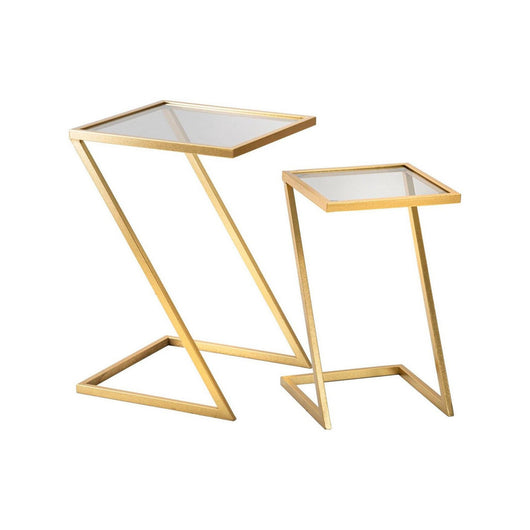 Tavolino da salotto Ono, Tavolo basso da caffè, Portariviste per divano, Ripiano da soggiorno, 40x40 h60 cm, Oro