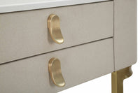 Consolle Ronda, Tavolo multiuso, Mobiletto d'appoggio, Scrivania da corridoio, Crema e Oro, 70x40 h80 cm