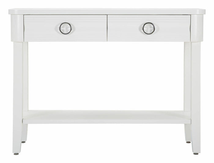 Consolle Bakar, Tavolo multiuso, Mobiletto d'appoggio, Scrivania da corridoio, 110x40 h82 cm, Bianco