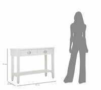 Consolle Bakar, Tavolo multiuso, Mobiletto d'appoggio, Scrivania da corridoio, 110x40 h82 cm, Bianco