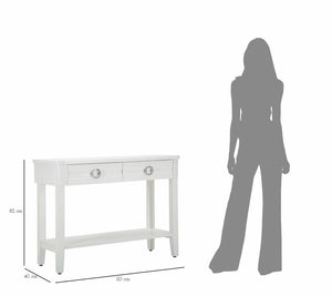 Consolle Bakar, Tavolo multiuso, Mobiletto d'appoggio, Scrivania da corridoio, 110x40 h82 cm, Bianco