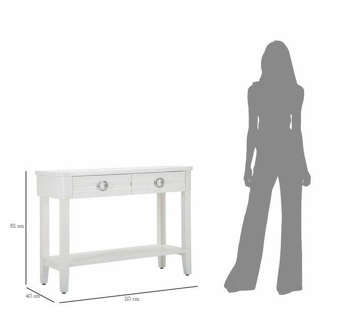 Consolle Bakar, Tavolo multiuso, Mobiletto d'appoggio, Scrivania da corridoio, 110x40 h82 cm, Bianco