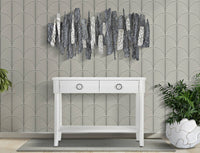 Consolle Bakar, Tavolo multiuso, Mobiletto d'appoggio, Scrivania da corridoio, 110x40 h82 cm, Bianco