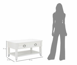 Tavolino da salotto Taylor, Tavolo basso da caffè, Portariviste per divano, Ripiano da soggiorno, 90x60 h47 cm, Bianco