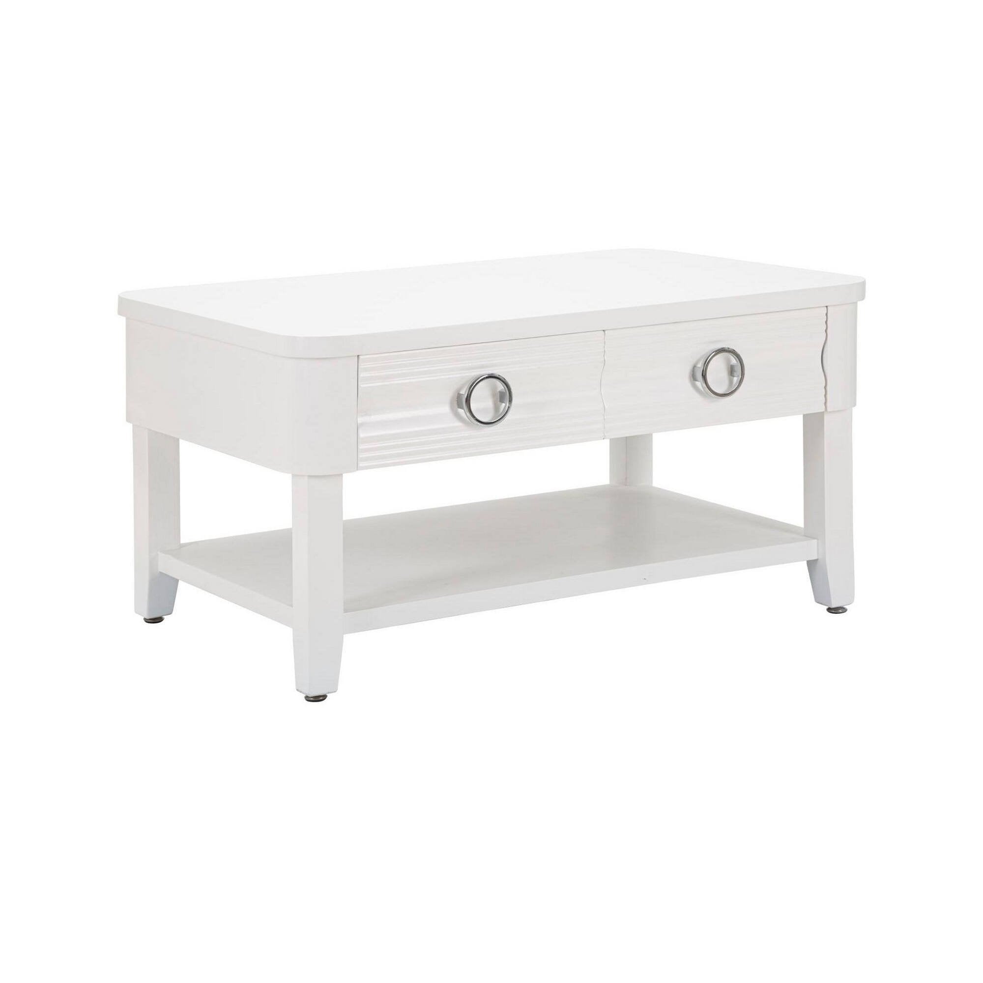 Tavolino da salotto Taylor, Tavolo basso da caffè, Portariviste per divano, Ripiano da soggiorno, 90x60 h47 cm, Bianco