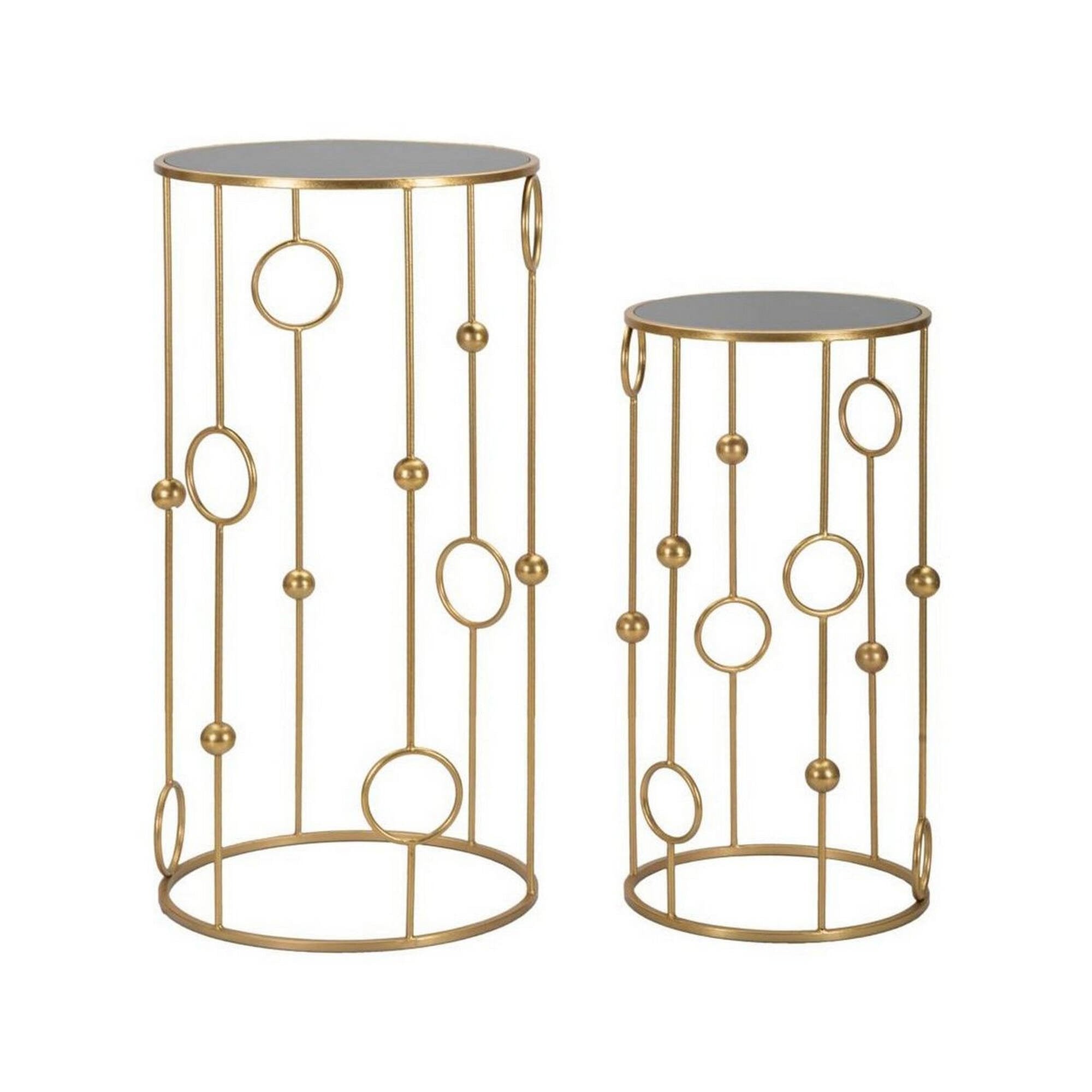 Tavolino da salotto Leonid, Tavolo basso da caffè, Portariviste per divano, Ripiano da soggiorno, 50x50 h100 cm, Oro