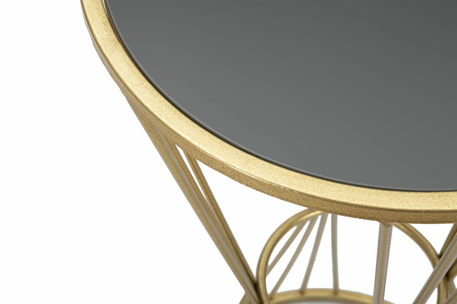 Tavolino da salotto Agnes, Tavolo basso da caffè, Portariviste per divano, Ripiano da soggiorno, 40x40 h80 cm, Oro