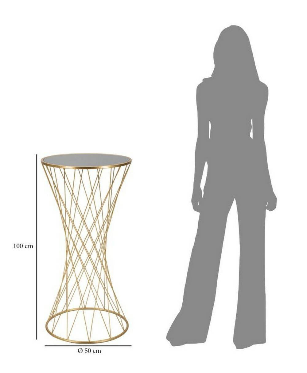 Tavolino da salotto Blake, Tavolo basso da caffè, Portariviste per divano, Ripiano da soggiorno, Oro, 50x50 h100 cm