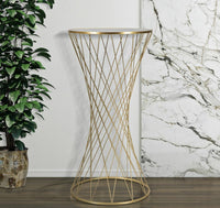 Tavolino da salotto Blake, Tavolo basso da caffè, Portariviste per divano, Ripiano da soggiorno, Oro, 50x50 h100 cm