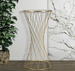 Tavolino da salotto Blake, Tavolo basso da caffè, Portariviste per divano, Ripiano da soggiorno, Oro, 50x50 h100 cm