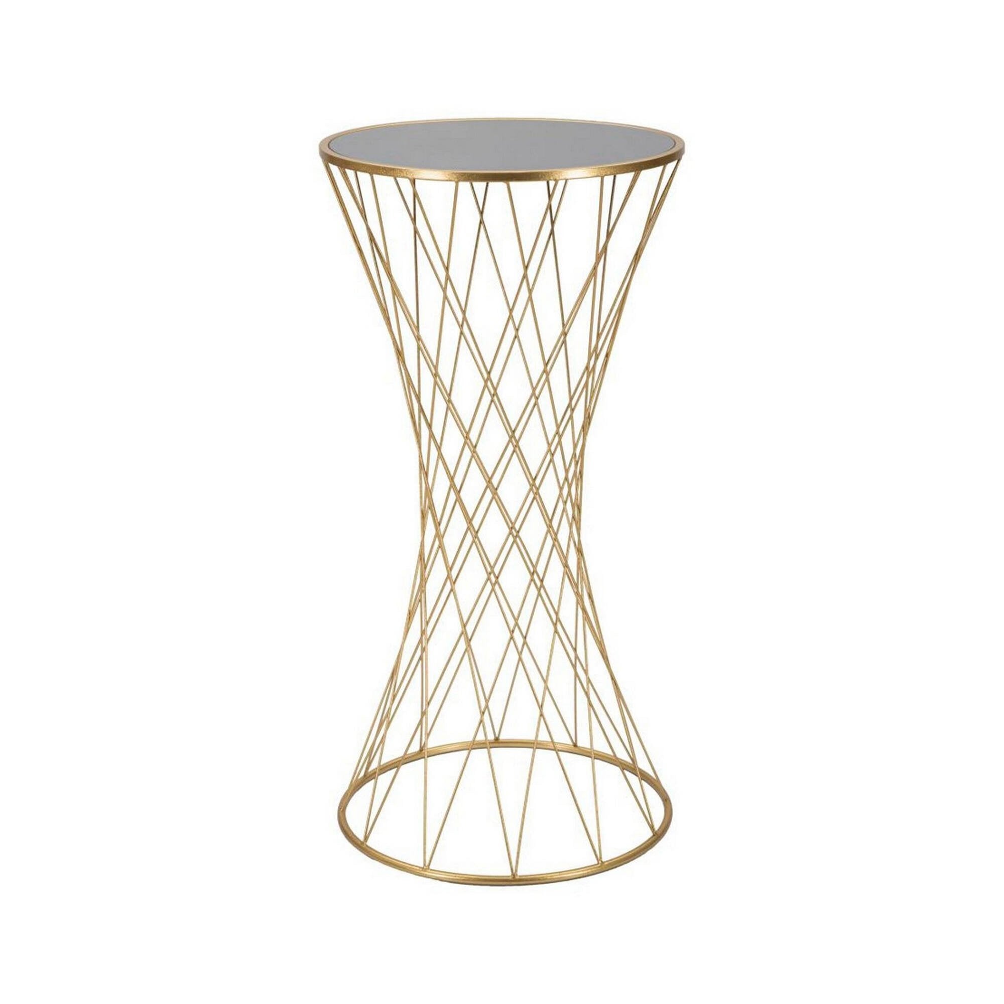Tavolino da salotto Blake, Tavolo basso da caffè, Portariviste per divano, Ripiano da soggiorno, Oro, 50x50 h100 cm