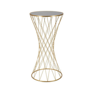 Tavolino da salotto Blake, Tavolo basso da caffè, Portariviste per divano, Ripiano da soggiorno, Oro, 50x50 h100 cm