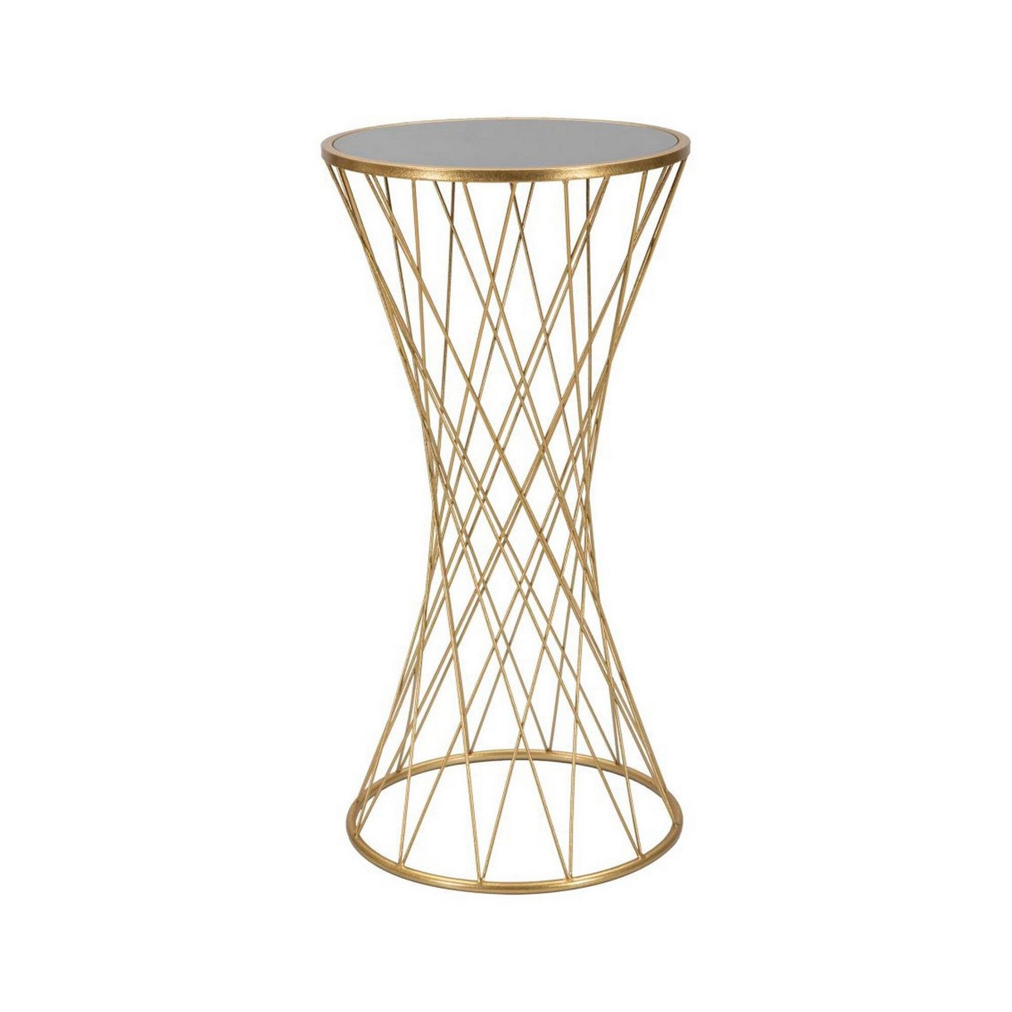 Tavolino da salotto Blake, Tavolo basso da caffè, Portariviste per divano, Ripiano da soggiorno, Oro, 40x40 h80 cm