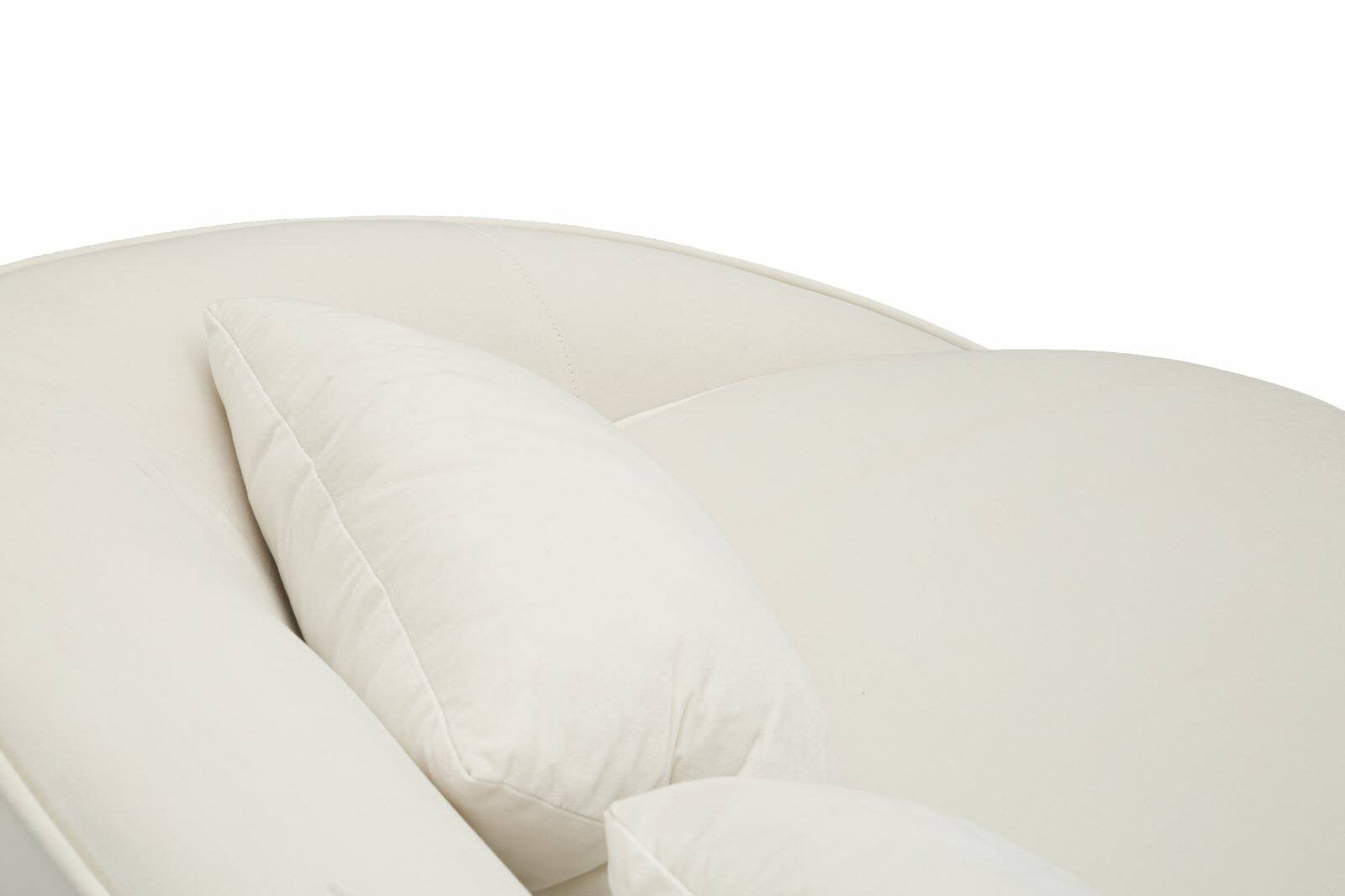 Divano fisso 3 posti Verte, Sofà dritto, Divanetto per salotto, Poltrona matrimoniale con contenitore, 185x84 h68 cm, Crema e Oro