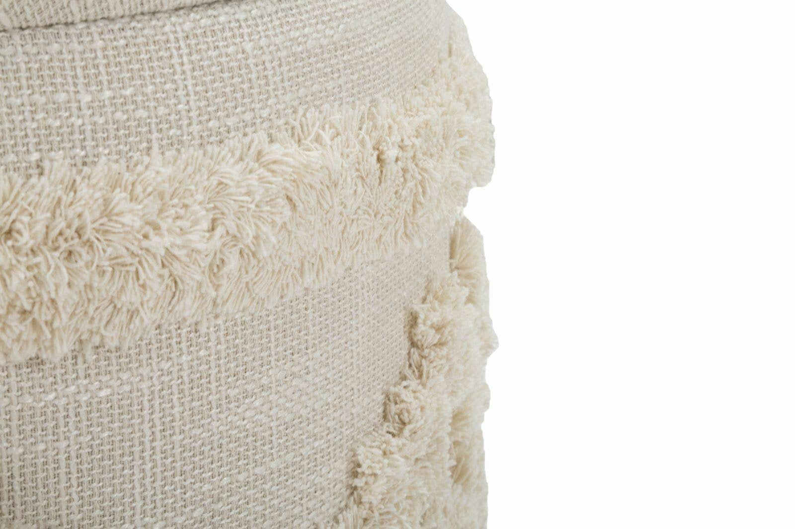 Pouf contenitore Jarrar, Baule contenitore, Supporto per divano, Poggiapiedi con box, Bianco, 35x35 h40 cm