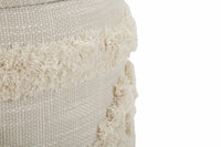 Pouf contenitore Jarrar, Baule contenitore, Supporto per divano, Poggiapiedi con box, Bianco, 35x35 h40 cm